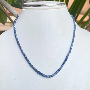 AA Natural Sapphire Necklace: Beaded necklace, 2-5mm micro faceted roundel beads - Picture 1 of 5