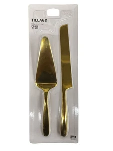 New IKEA TILLAGD 2 Piece Serving Set Brass Color 806.063.16 - Foto 1 di 1
