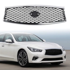 Fit Infiniti Q50 2014 2015 2016 2017 JDM Chrome Front Bumper Upper Grille Grill - Foto 1 di 22