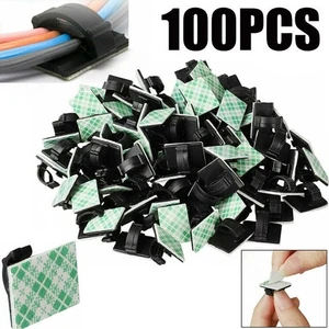 Dispositivo de sujeción CND de clasificación de cables 100 unidades clip de alambre hebilla de goma trasera autoadhesiva - Imagen 1 de 8