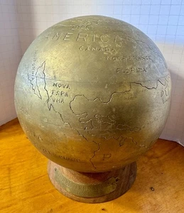 RARE Antique Vintage "ORBIS TERRARVM 1628" Brass 7" Dia World Globe With Stand - Picture 1 of 4