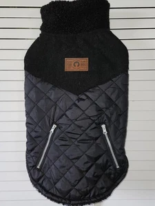 FabDog Pet Apparel schwarzer Hundemantel Größe M gesteppt außen flauschiges Futter Winter - Bild 1 von 13