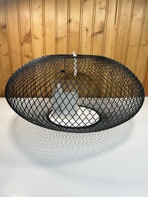 Retired IKEA Luftmassa Modern Pendant Lamp Shade Round Black Metal Wire 14”X6” - Image 1 of 4