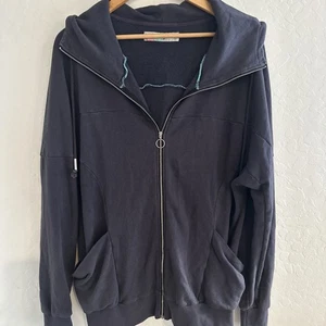 Free People Beach Oversized Full Zip Gray Hoooded Lifestyle Distressed Lounge M - Picture 1 of 9