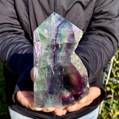 445G Grande Natural Color Fluorita Cristal Obelisco Curativo Espécimen Foto 1 de 4