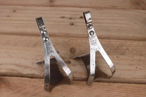 Christophe 496 AFA Chrome Toe Clips Vintage Retro Steel Road Racing Bike Medium - Picture 1 of 6