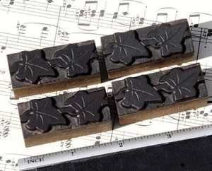 4x ivy wood letterpress ornaments wooden printing block type art nouveau deco - Picture 1 of 1