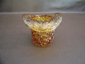 Daisy & Button Vintage Toothpick Holder Top Hat Amber Glass - Picture 1 of 8