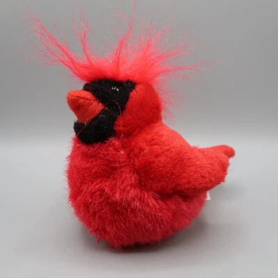 Vintage Cardinal Red 5" Stuffed Plush with Sound K&M International Bird Animal - Image 1 of 4