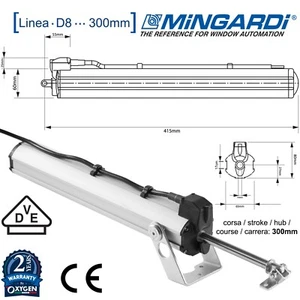 MINGARDI D8 230V SPINDELANTRIEB Fensteröffner Fensterantrieb 500N HUB 30cm