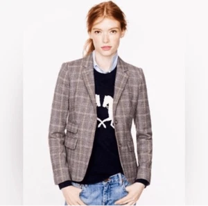 J. Crew Glen Plaid English Tweed Wool Schoolboy Blazer Jacket Girls 12T (Tall) - Picture 1 of 13