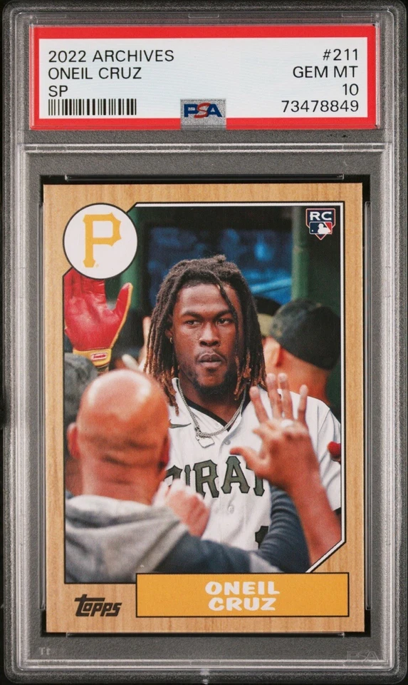 2022 Topps Archives #211 ONEIL CRUZ RC Rookie Image Variation SP PSA 10 Pirates - Image 1 of 4