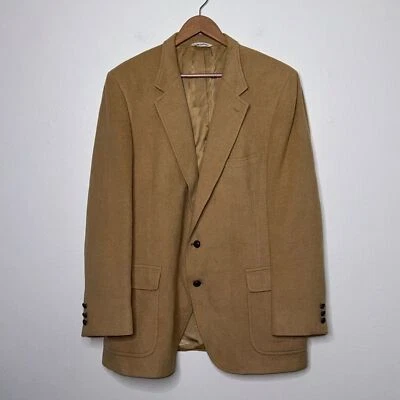 Blazer Vintage Bill Blass 100% Cabello Camel Abrigo Chaquetas Forrado 2 Botones Foto 1 de 4