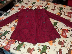 Maglione cardigan donna Lucky Brand aperto davanti rosso e nero manica lunga S nuovo - Foto 1 di 10
