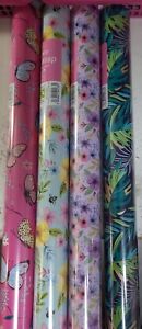 12m Female Mixed Gift Wrapping Paper - 4 x 3m Roll's - Flowers and Butterflies 