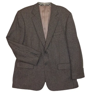 Bill Blass Tweed Rich Lambswool Cashmere Two Button Black Gray Brown Sport Coat - Picture 1 of 10