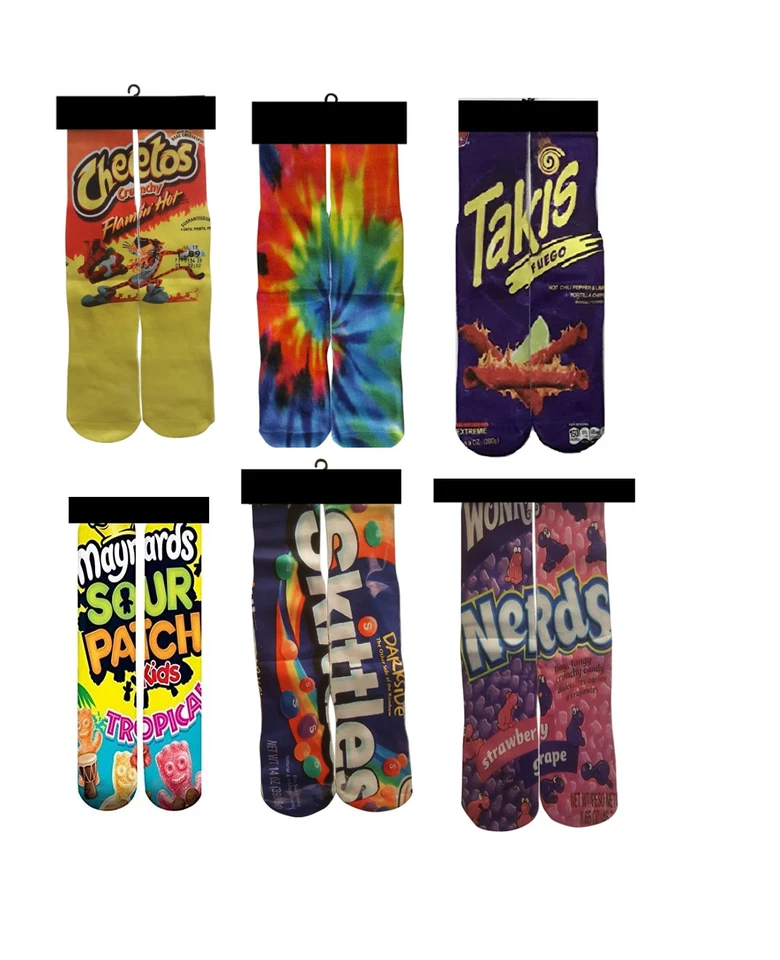 NWT Kids Mid Crew Funny Socks 6-Pack Fits Ages 3-9 Front/Back Design $60 BDL01 - Image 1 of 1