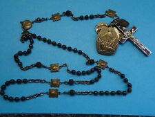 amazing ANTIQUE french MONASTERY rosary/ 6 JESUS medals / JESUS LION medal