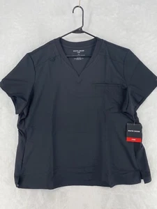 White Cross Scrub Top Women's 3XL Black Vibe V Neck Tuck In Shirt NEW $38 - Picture 1 of 9