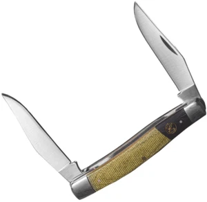 Roper Knives Rattler Muskrat Pocket Knfie 1065 Steel Blades Green Micarta Handle - Picture 1 of 1