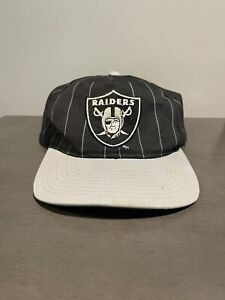 Vintage Los Angeles Raiders Snapback Hat Starter Pinstripe Oakland Script NFL
