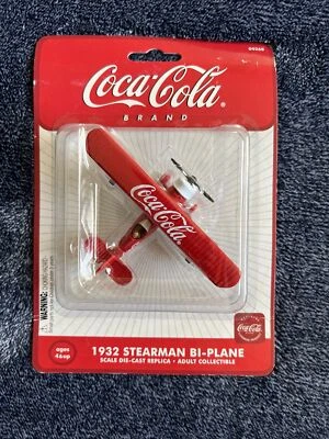 Coca Cola 1932 Stearman Bi-Plane Die Cast Replica Coke Collectible Gearbox Toys - Image 1 of 4