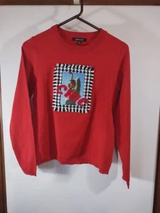 Women's New Look Pullover Sweater, Size M, Red with Applique(CHIC) #5986 - Picture 1 of 5