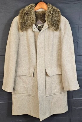 Vtg Christian Dior Paris Gleneagles Men Wool Blend Coat Fur Collar Lining Sz 40R - Image 1 of 4