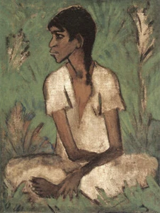 Sitzende Zigeunerin um 1926 Sinti Roma Expressionismus Otto Mueller A3 34 - Bild 1 von 1