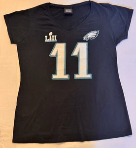 Philadelphia Eagles Wentz #11 Womens XL Super Bowl LII Glitter Black V-Neck NFL - Picture 1 of 6