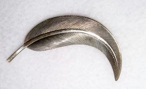 JUWEL ART STERLINGSILBER FEDER ANSTECKNADEL BROSCHE; VINTAGE 50er JAHRE; FUNKTIONSTÜCHTIG VERSCHLUSS - Bild 1 von 12