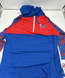 Zubaz NFL Men's Buffalo Bills Team Color Block 1/4 Zip Hoodie W/ Camo Lines - Picture 1 of 3