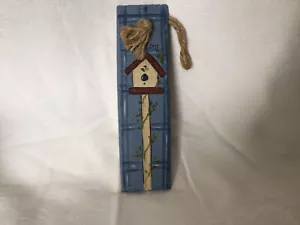 Linda placa para pajarera de primavera/pascua de bienvenida de pizarra con colgador de cuerda 8"" x 2"" nueva - Imagen 1 de 2