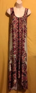 Live & Let Live women's multi cream paisley high low maxi dress long L XL $68 - Picture 1 of 9