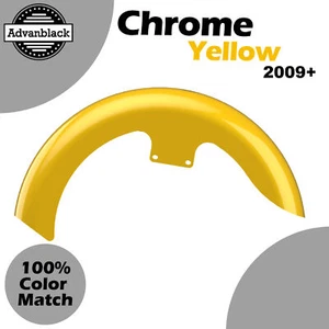 CHROME YELLOW Advanblack 19" Reveal Wrapper Hugger Front Fender For 09+ Harley - Picture 1 of 9