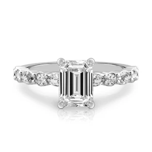 Lab Created 1.60 Ct Emerald Cut Diamond Ring IGI Certified 950 Platinum - Picture 1 of 11