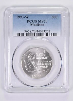 1993-W MS70 Madison Bill of Rights Commemorative Half Dollar PCGS - Image 1 of 4