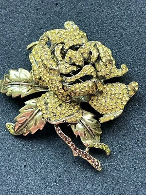 Heidi Daus Dimensional Rose Brooch Pin Swarovski Crystals - Image 1 of 4