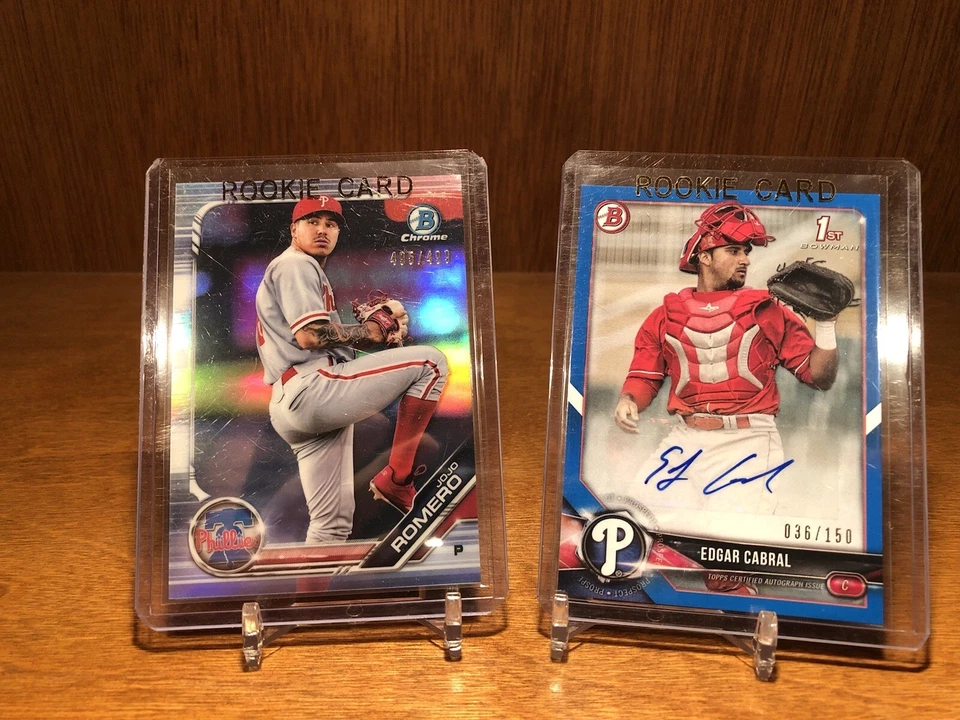 2018 Bowman 1st Blue EDGAR CABRAL | JOJO ROMERO | Auto | # /150 | Phillies - Image 1 of 2