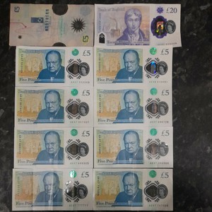 Note polymer 5 Pound £5 Ak47 £20 20 pound Joblot Bulk Bundle Ak 47 inc rare seq