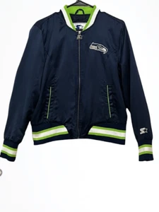 SEATTLE SEAHAWKS Starter Full Zip Jacket Blue Women's Large  - Picture 1 of 12