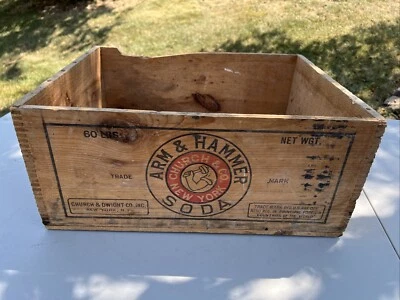 ANTIQUE VINTAGE ARM & HAMMER SODA WOOD SHIPPING CRATE - Image 1 of 4