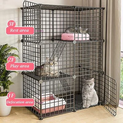 Jaula para gatos con cubo de almacenamiento hágalo usted mismo recintos interiores para gatos Catio corralito de metal para gatos Foto 1 de 4