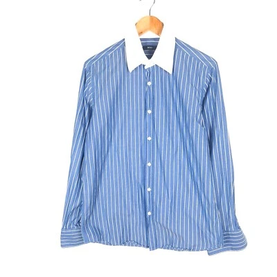 Camicia formale uomo HUGO BOSS taglia 15 3/4 regular fit cotone blu tessuto a... - Immagine 1 di 4