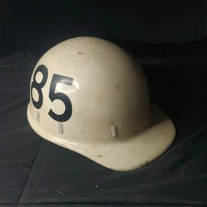 Vintage “85” White Hard Hat w/ Black Logo – Utility Helmet Construction - Picture 1 of 6