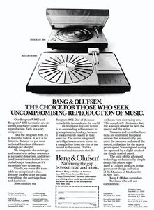 1975 Bang & Olufsen: Uncompromising Reproduction of Music Vintage Print Ad - Picture 1 of 1
