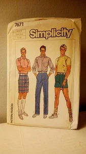 Sewing Pattern Vintage Simplicity 7671 Men's Shorts And Pants Size 28 Uncut 1986 - Picture 1 of 5