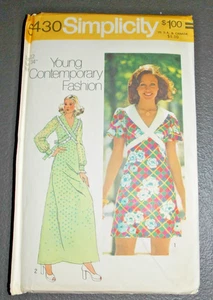 Simplicity 5430 Dress Mini Dress w Shaped Bodice, Tie Ends Size 12 1972 Cut - Picture 1 of 2