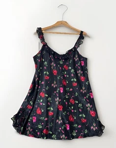 Morgan Taylor Intimates Damen Nachthemd Peignor schwarz mit Rosen - Bild 1 von 10