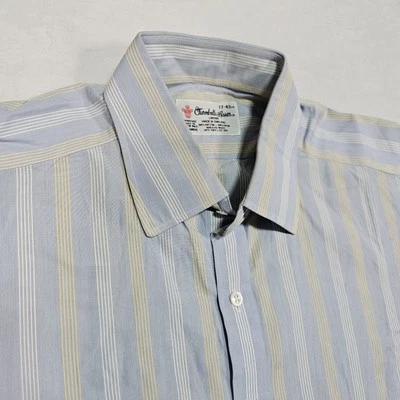 Turnbull & Asser Dress Shirt Men 17 43 XL Blue White Striped French Cuff England - Image 1 of 4